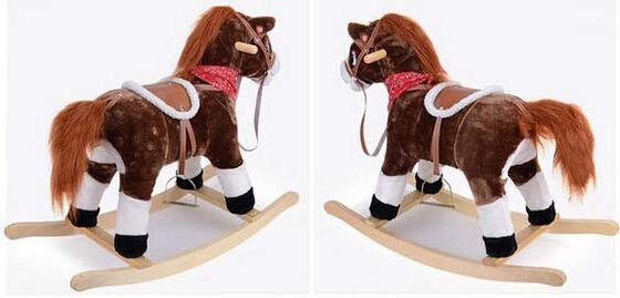 Wooden Frame Cute Brown Rocking Animals Indoor For Chlidren Riding On