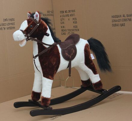 Plush Rocking Horse With Sound  Moving Mouth and Tail For Children Ride on Playing