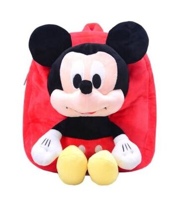 12 Inch Red Mickey Mouse Backpack For Toddler With Soft Plush Fabric Size
