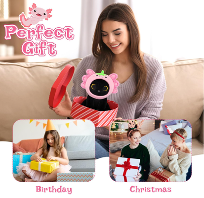 Kucing Hitam Plush Strawberry Axolotl Hewan yang Dipenuhi Hood