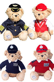 8 Inch Stuffed Animal Toys Pilot Teddy Bear With Uniforms For Promotion Gifts