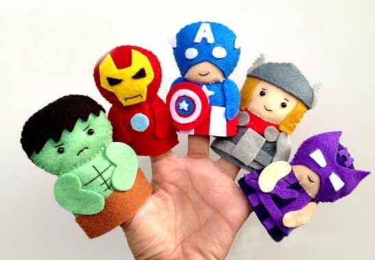 Fashion Cartoon Plush Toys The Avengers Felt Finger Puppets , For Promotion Gifts and Premium