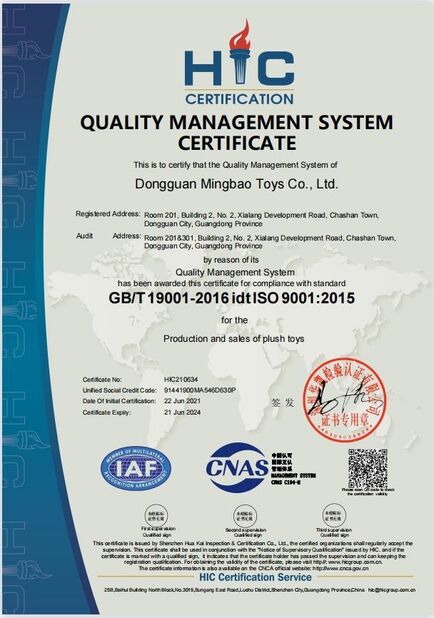 Cina Dongguan City Fuwang Toys Co., Ltd Sertifikasi
